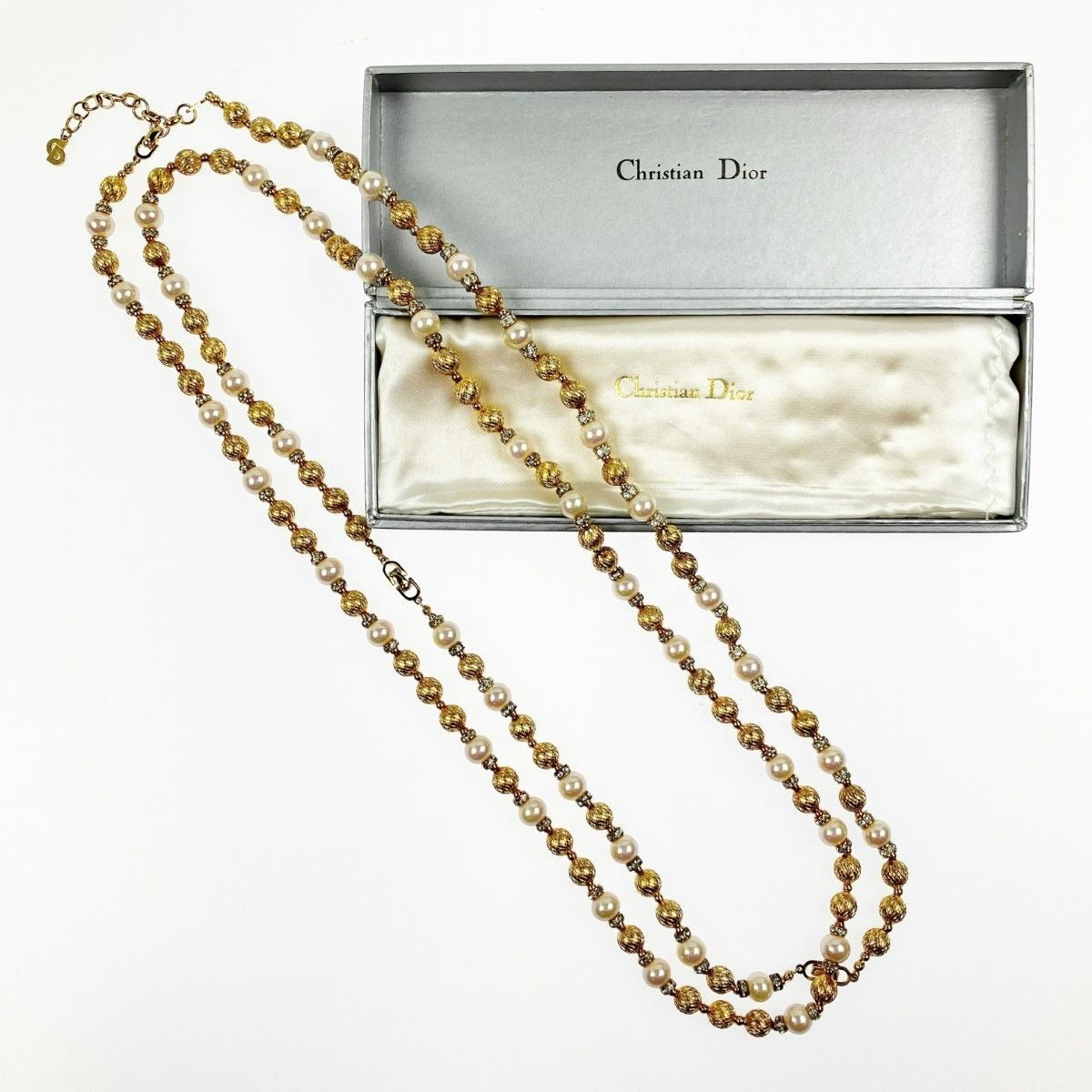 Christian Dior Faux Pearl Long Necklace 90 cm 42