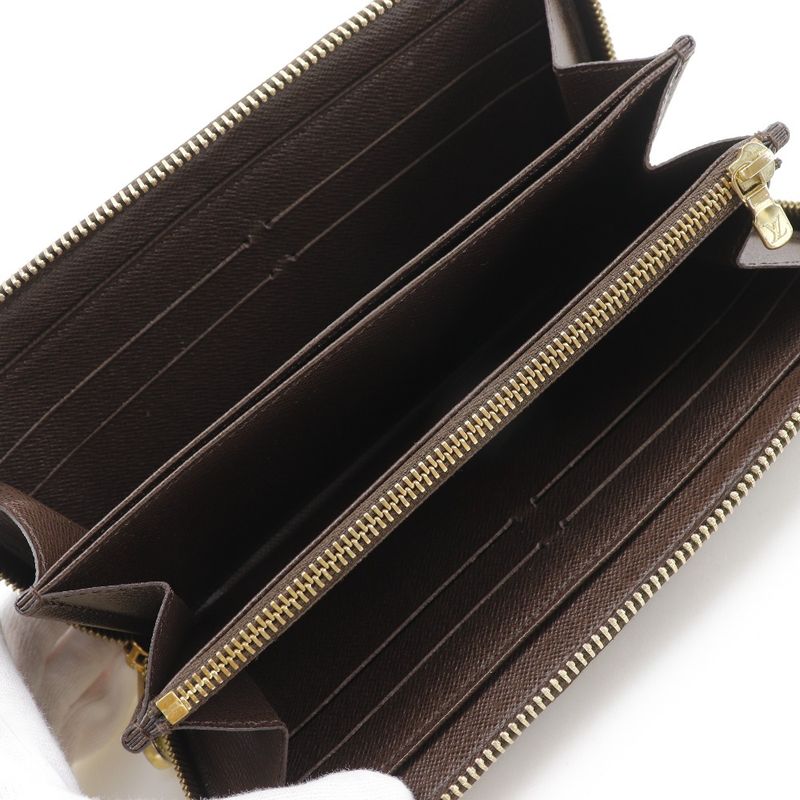 Louis Vuitton Zippy Wallet N60015 Damier Canvas Brown Ca0122 Unisex Long Wallet