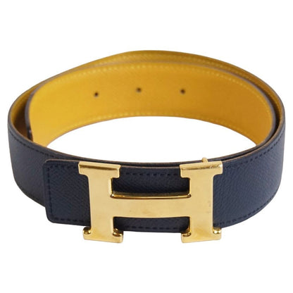 Hermes Vintage Belt Leather Riba Navyyellow