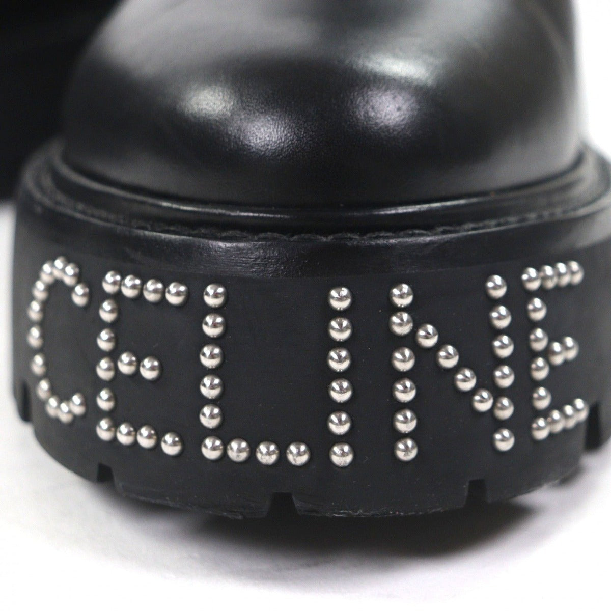 Celine Bulky Leather Hedi Slimane Era Logo Studs Lace Up Short Boots Black 42 — view 9