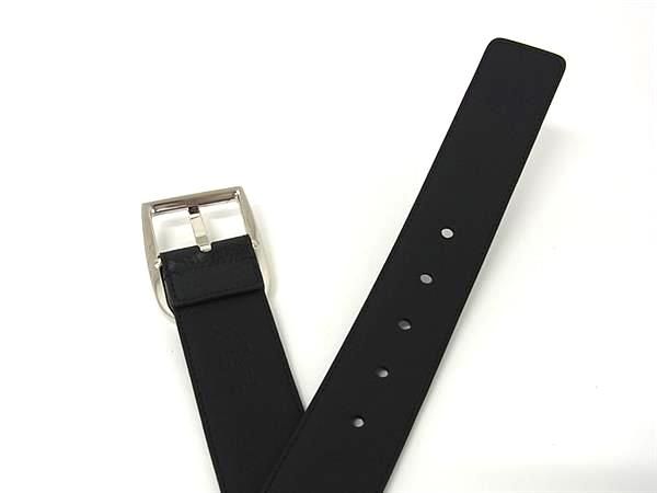 Gucci 449716 Leather Silver Hardware Belt Size 85.34 Men's Black