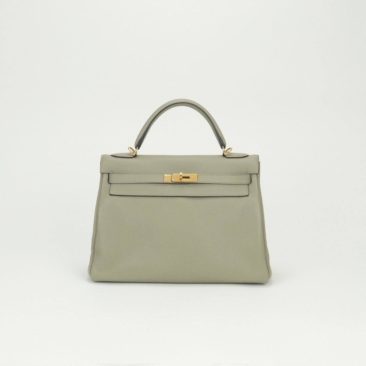 Hermes Kelly 32 Tote Shoulder Bag Togo Sauge Green Gold 2-Way Retourne