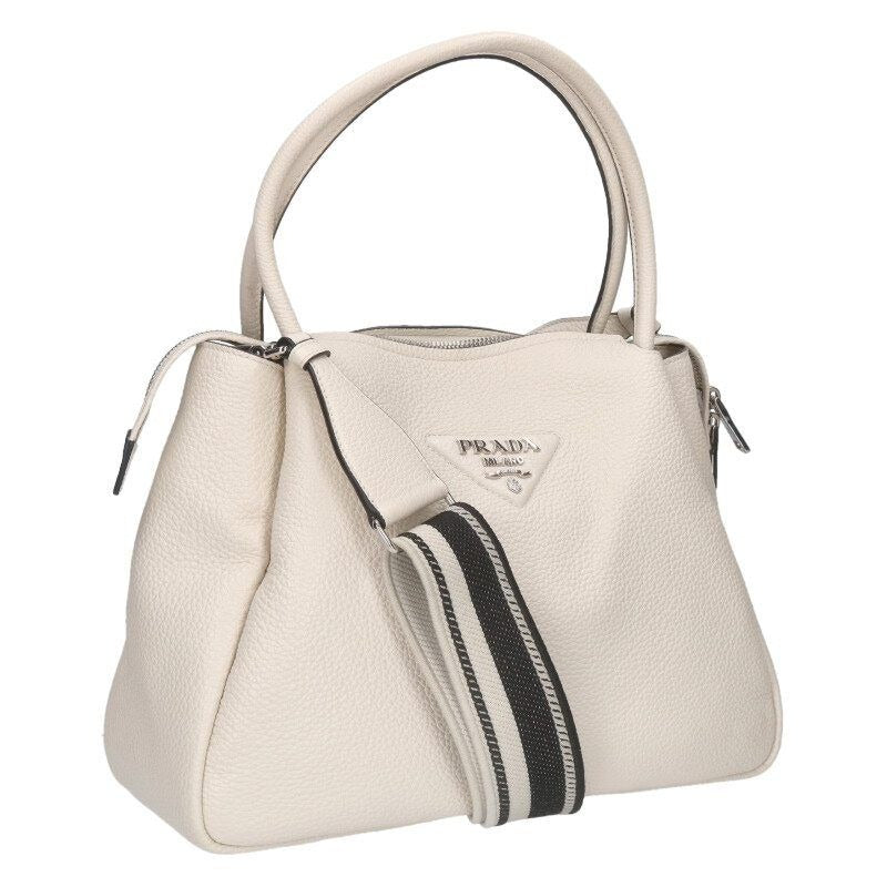 Prada 1 Bc170 Vitello Dyno Leather 2-Way Handbag With Logo Strap