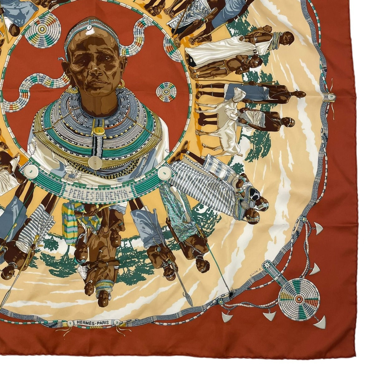 Hermes Carre 90 Silk Scarf Perles du Kenya Kenyan Pearl Brown — view 5
