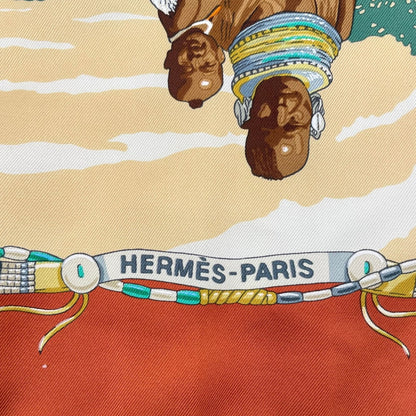 Hermes Carre 90 Silk Scarf Perles du Kenya Kenyan Pearl Brown — view 7