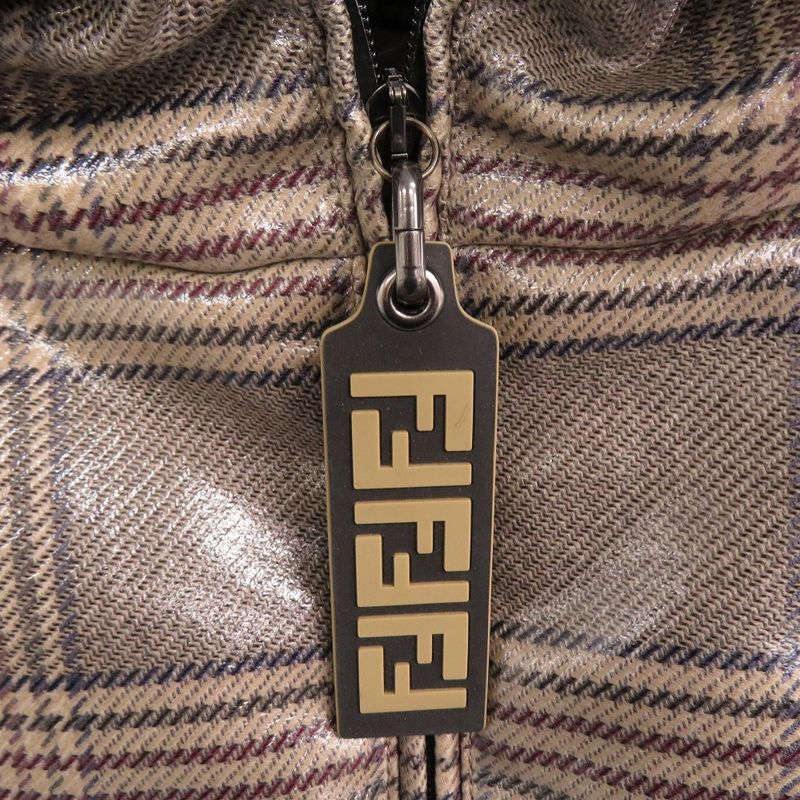 Fendi Zip Up Short Cape Faa406 Size 38 Wool Elastane Polyester Brown Outerwear