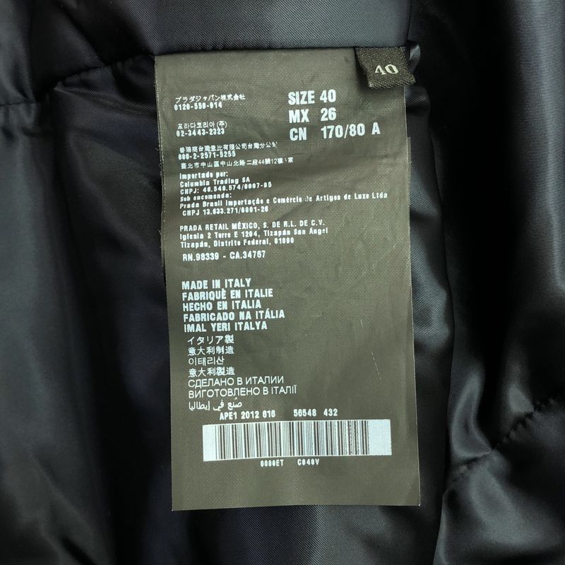 Prada - Leather Paneled Fur Collarless Long Coat - Fully Lined - 40 - Dark Navy