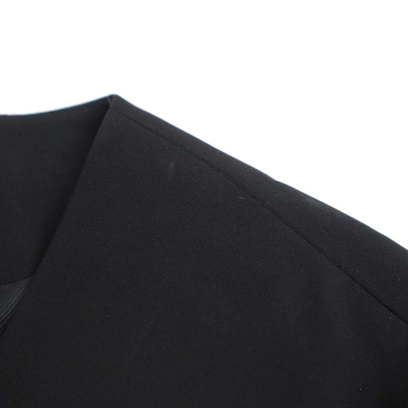 Fendi Leather Pockets Collarless Jacket Fj6359 N6f Black 44