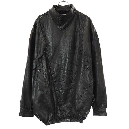 Gucci 19 AW Oversize D Leather Jacket Xn681 Black 48