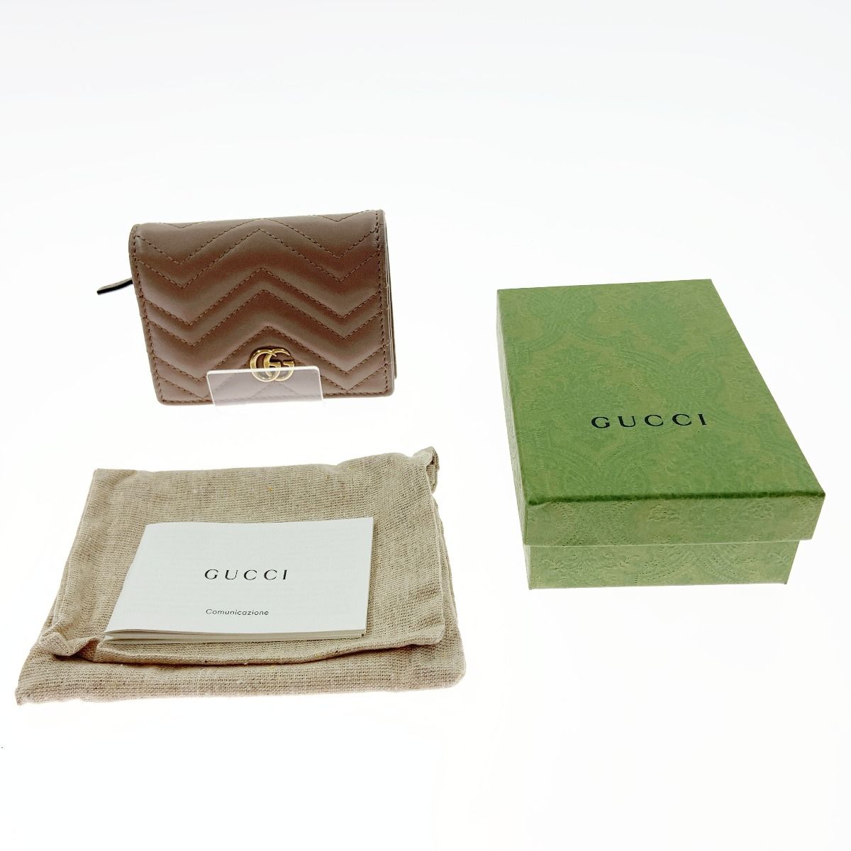 Gucci Ggmarmont Coin & Billfold Card Case Bifold Short Wallet 466492 Light