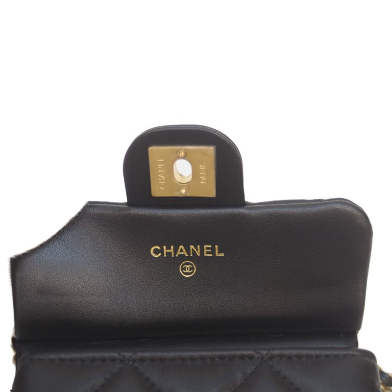 Chanel Ap2271 No 31 Black Lambskin Mini Chain Clutch Chain Shoulder Bag Micro