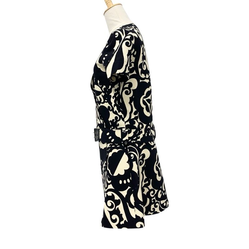 Louis Vuitton Dress Wool Ivory Black Monogram Flower Belt