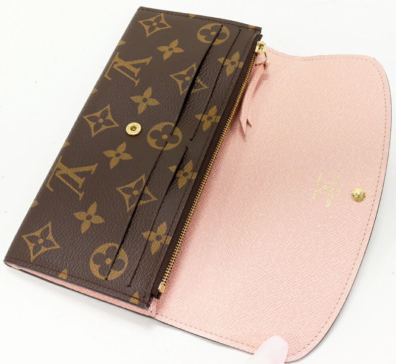 Louis Vuitton Zipper Long Wallet With Coin Purse Monogram Rose Ballerine