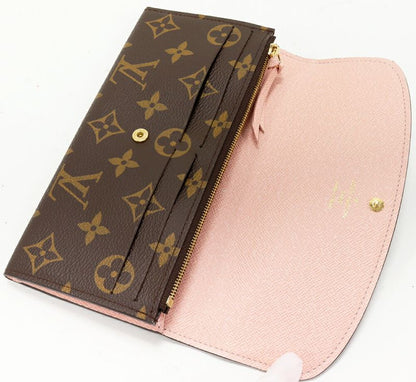 Louis Vuitton Zipper Long Wallet With Coin Purse Monogram Rose Ballerine