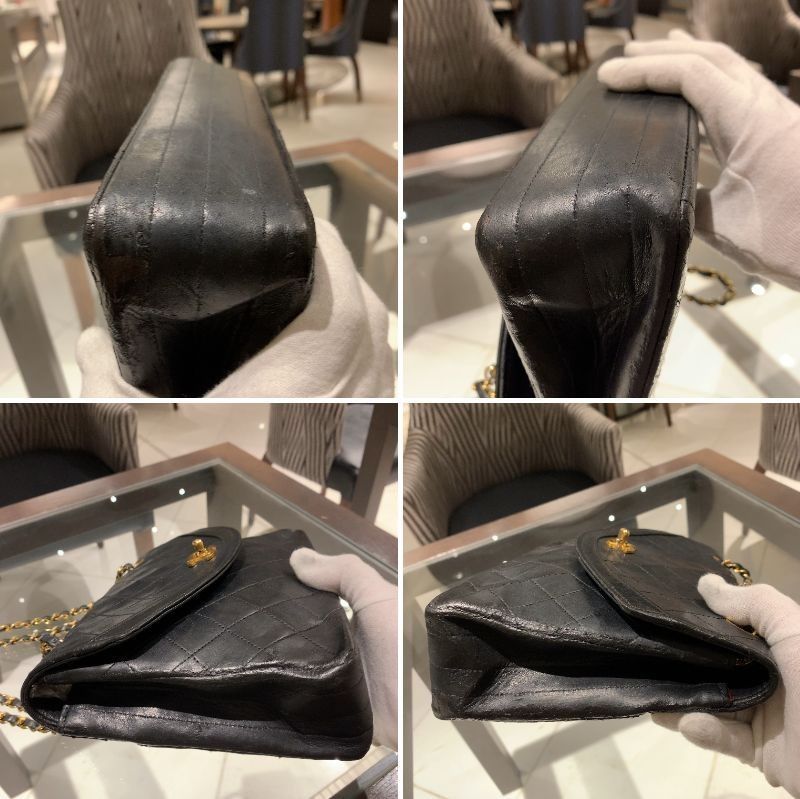 ◎ Authentic Chanel Half Moon Matelasse Chain Shoulder Bag Black Coco Mark