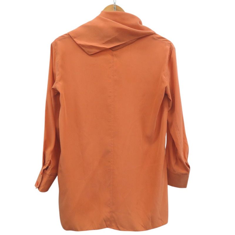 Hermes V-neck Blouse With Scarf Silk Orange 0792 Hermes