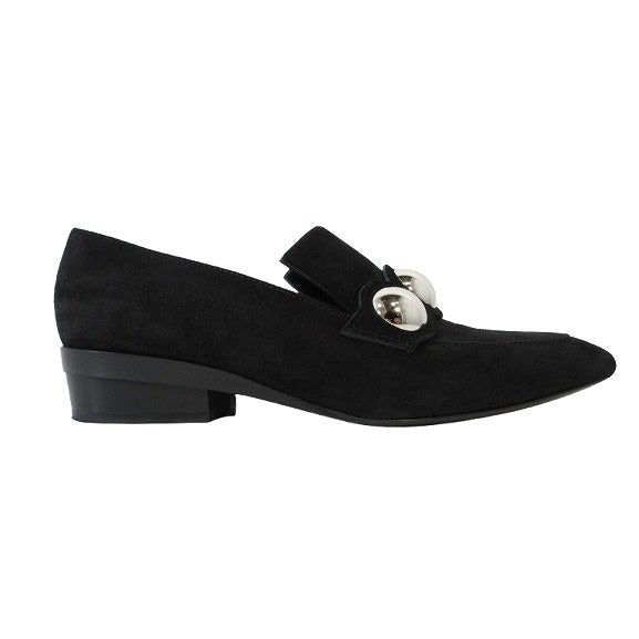 Hermes Loafers Suede Round Studded Shoes 36.5 Black Qqq — view 2