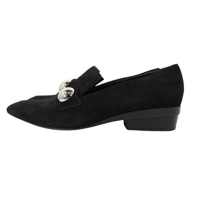 Hermes Loafers Suede Round Studded Shoes 36.5 Black Qqq — view 3
