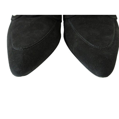 Hermes Loafers Suede Round Studded Shoes 36.5 Black Qqq — view 4