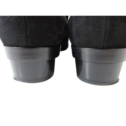 Hermes Loafers Suede Round Studded Shoes 36.5 Black Qqq — view 5