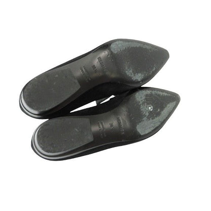 Hermes Loafers Suede Round Studded Shoes 36.5 Black Qqq — view 8