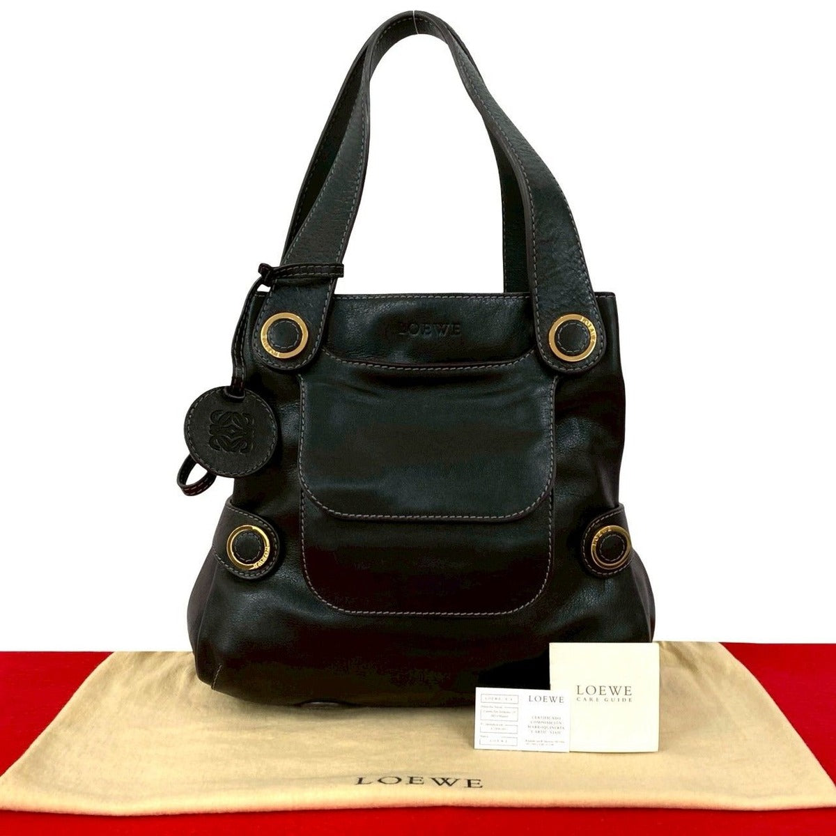 Loewe Anagram Logo Leather Tote Shoulder Bag