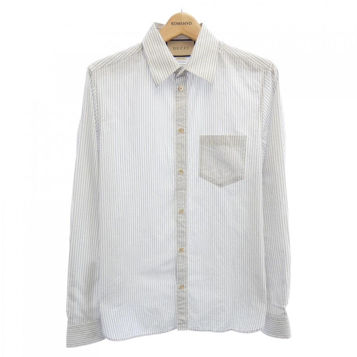 Gucci Shirt White 38 Blue Stripe