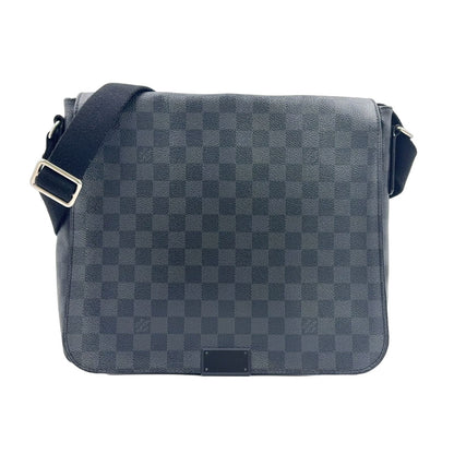 Louis Vuitton District Damier Graphite Leather Black Shoulder Bag Silver
