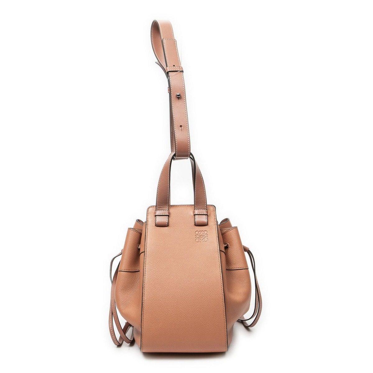 Loewe Small Drawstring Hammock Salon Pink Grain Calfskin Leather Messenger Bag