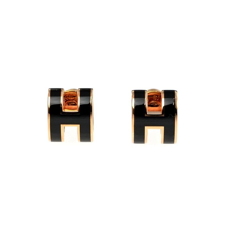 Hermes Earrings Pop Ash Pair Black Rosegold Hardware Jewelry Others