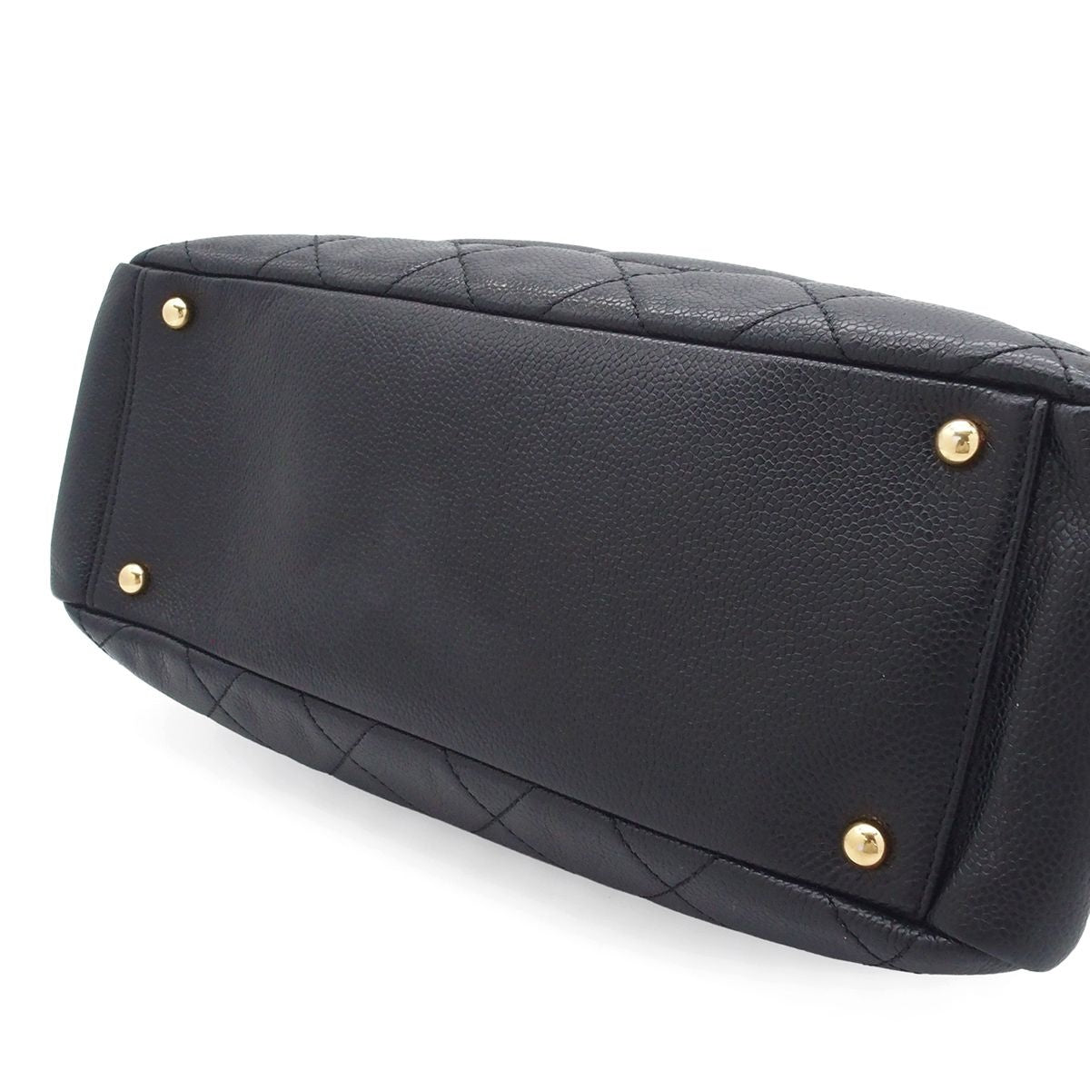 Chanel Jumbo CC Logo Mark Black Gold Caviar Leather Tote Shoulder Bag — view 3