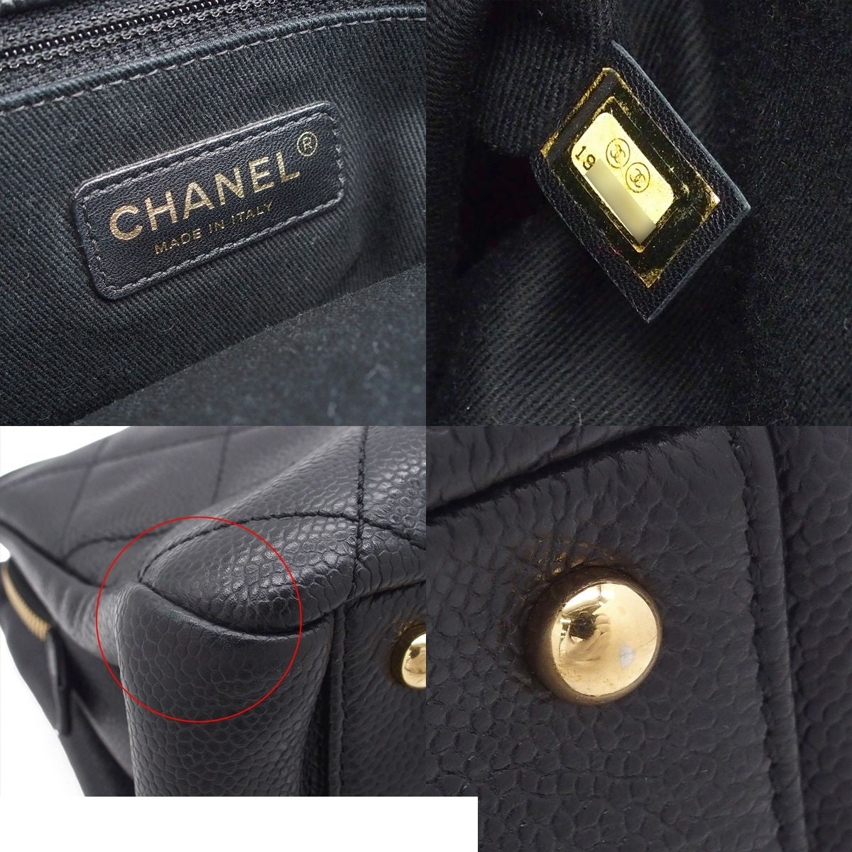 Chanel Jumbo CC Logo Mark Black Gold Caviar Leather Tote Shoulder Bag — view 6