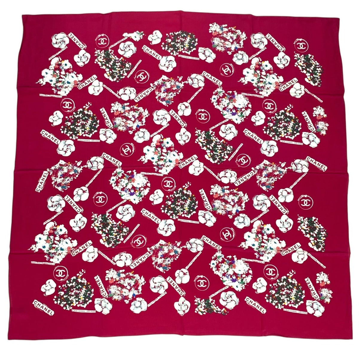 Chanel Large CC Logo Silk Scarf Pink — view 2