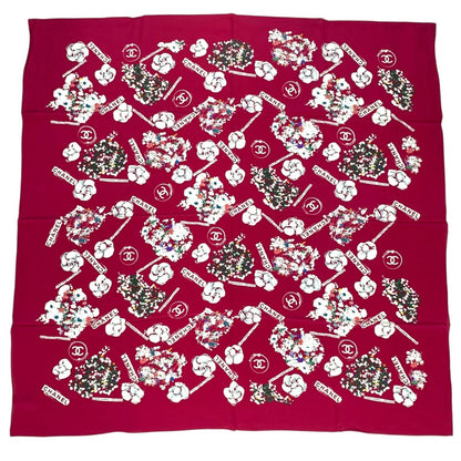 Chanel Large CC Logo Silk Scarf Pink — view 2