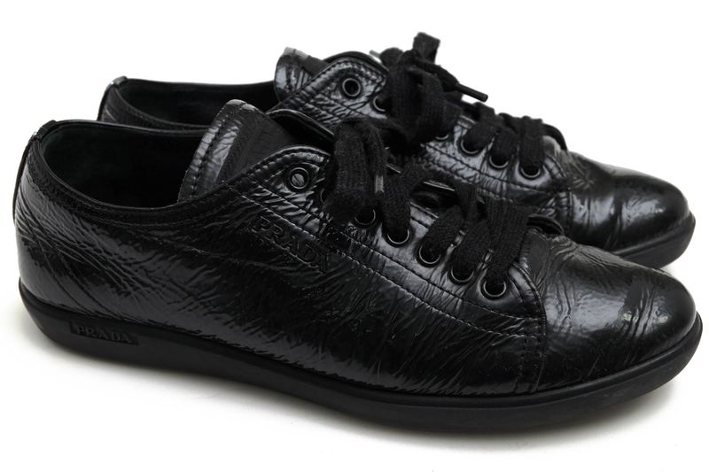 Prada Shoes Sneakers Shoes Low Cut Ladies Women Women's Enamel Patent Leather