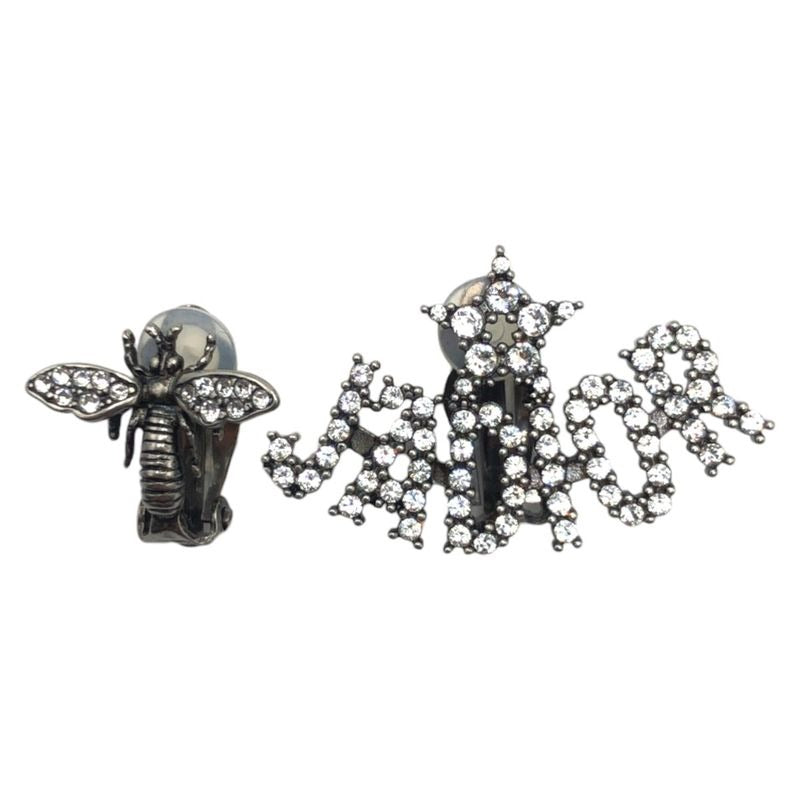 Dior J'A Bee Rhinestone Silver Metal Earrings