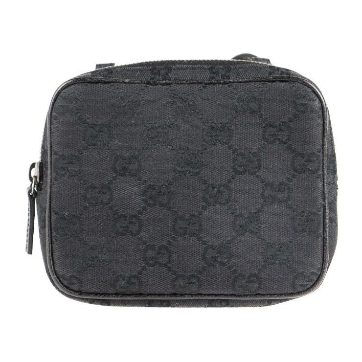 Gucci Shoulder Bag Canvas Leather Black GG Pochette