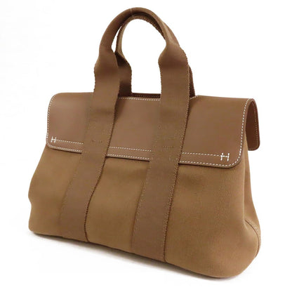 Hermes Valparaiso PM Etoupe Silver Leather Toile Chevron Handbag — view 2