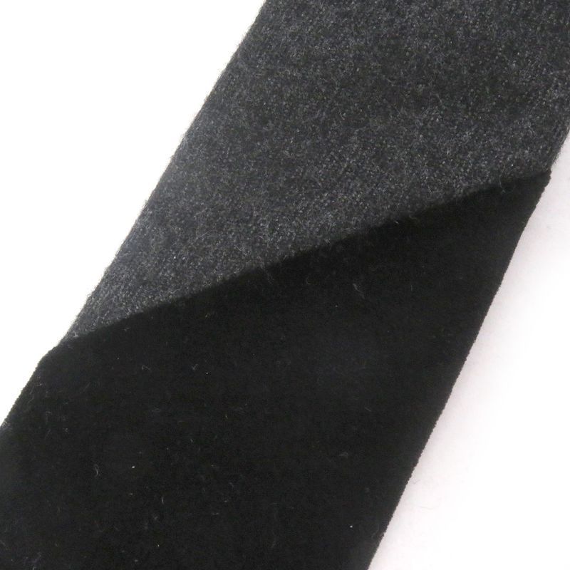Hermes H Logo Velour Switch Narrow Tie Gray Black Made In France Men's Business
