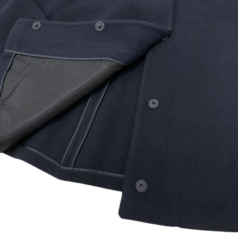 Prada Outerwear Navy Single Breasted Cavern Jacket Triangle Poncho Cape
