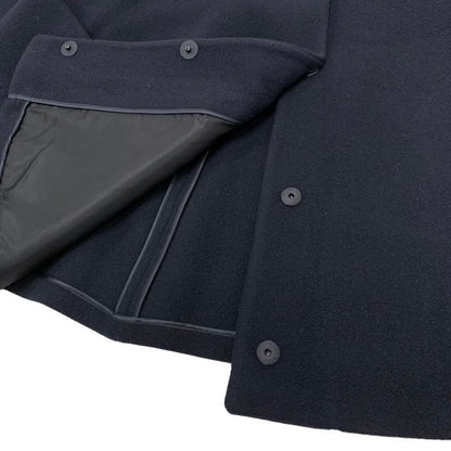 Prada Outerwear Navy Single Breasted Cavern Jacket Triangle Poncho Cape