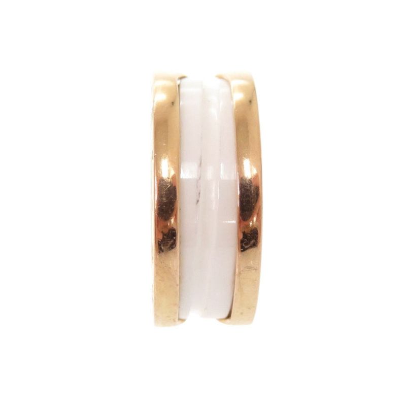 Bulgari B-zero1 18K Pink Gold 750pg White Ceramic #49 Ping Gold Ring Jewelry