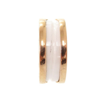 Bulgari B-zero1 18K Pink Gold 750pg White Ceramic #49 Ping Gold Ring Jewelry