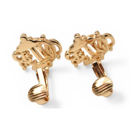 Dior Earrings Vintage Logo Emblem Gold — view 4