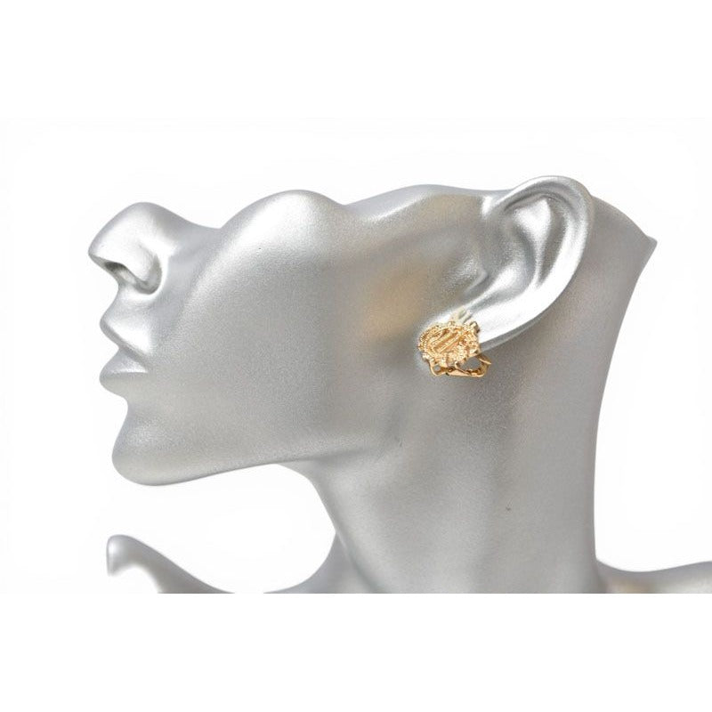 Dior Earrings Vintage Logo Emblem Gold — view 6