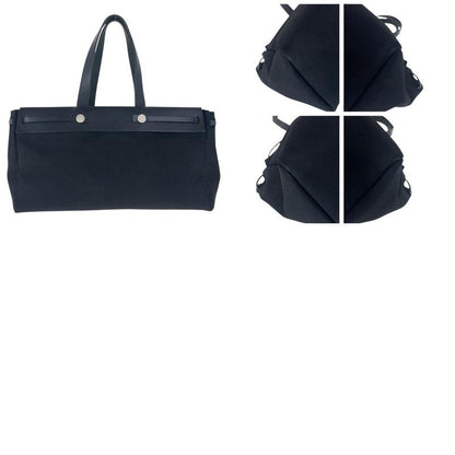 Hermes Herbag Cabas GM With Bag Replacement Black Silver Hardware Canvas/leather