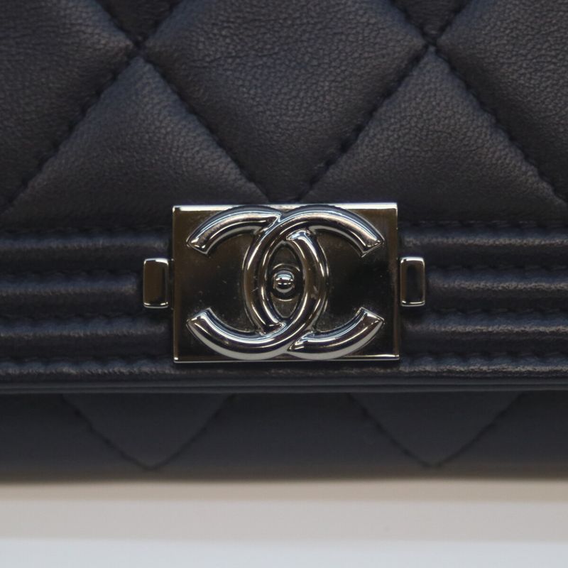 Chanel No 20 Navy Lambskin Boy Chanel Silver Hardware Chain Wallet Chain Long