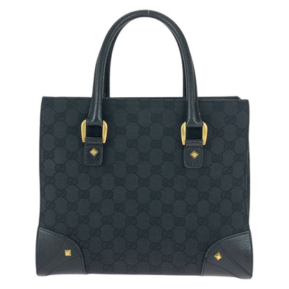 Gucci Black GG Canvas Leather Tote Handbag