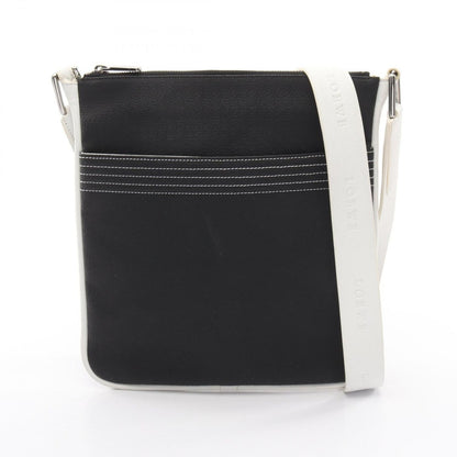 Loewe Shoulder Bag Repeat Anagram Black White Canvas Leather