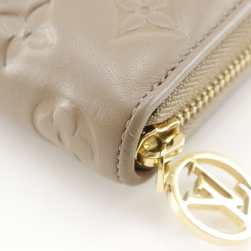Louis Vuitton Zippy Wallet Monogram Coussin M81511 Lambskin Taupe Beige Ladies